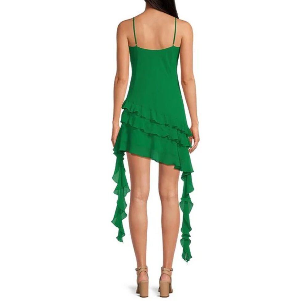 Gianni Bini Belle Rosette Sweetheart Neck Sleeveless Ruffle Chiffon Dress Size10 - Picture 2 of 5